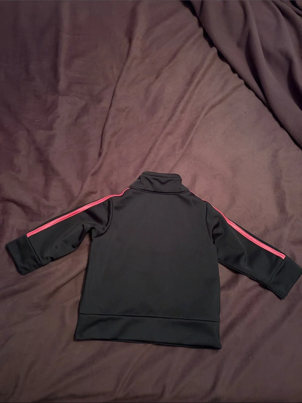 Adidas Black Infant Track Jacket with Pink Stripes